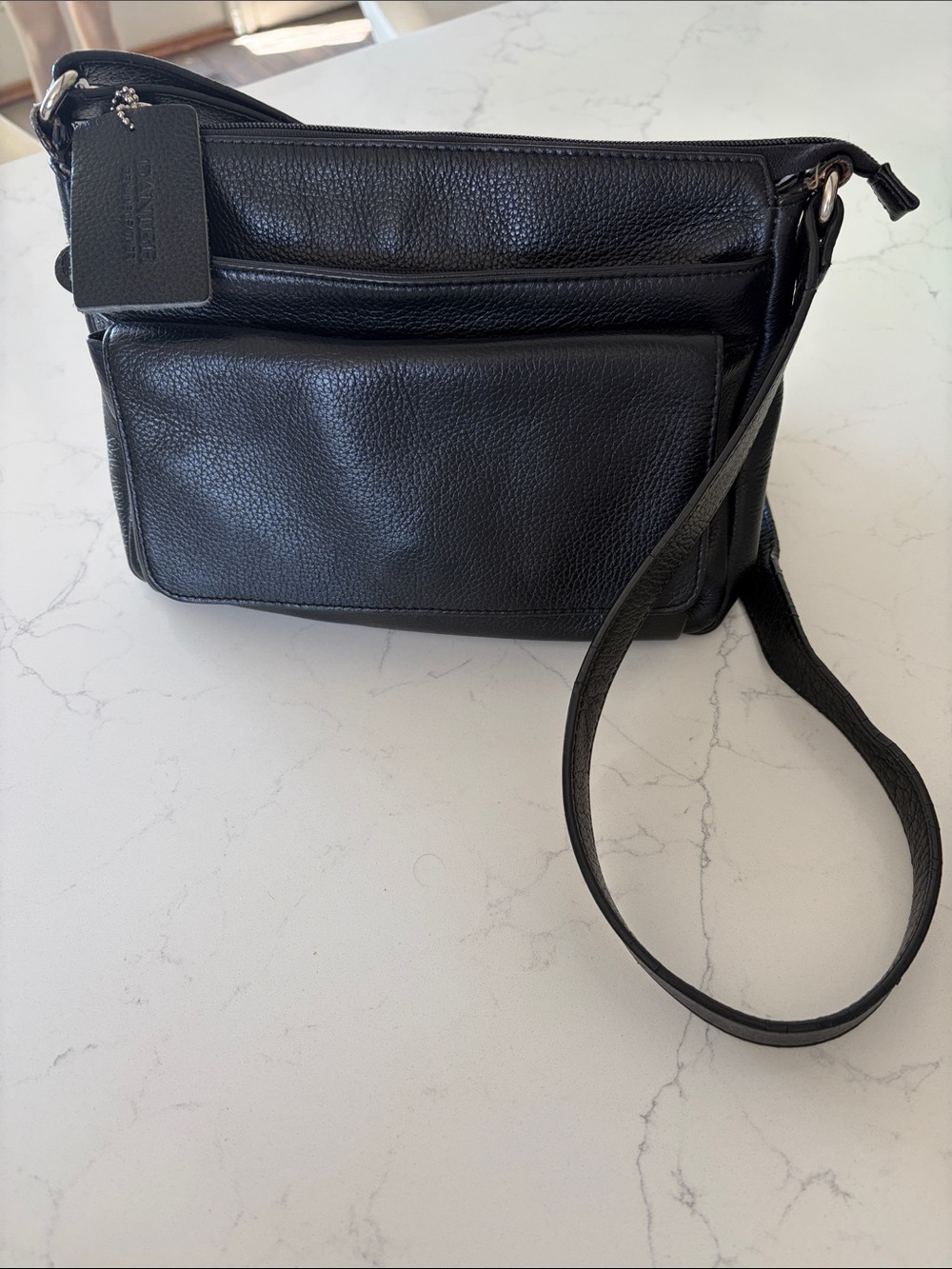 Classic Black DANIER Leather Crossbody Bag